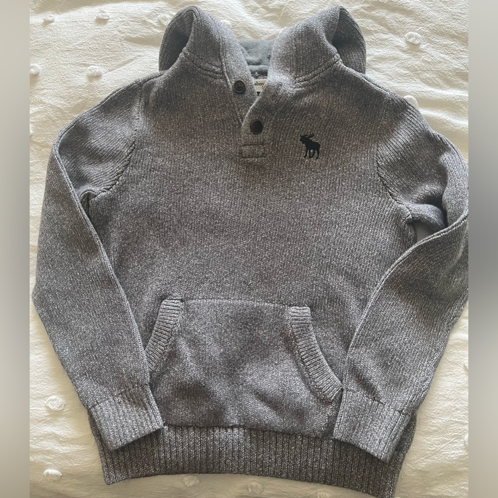 Abercrombie sweater hoodie marled gray, boys size 13/14